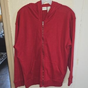 Liz Claiborne Red Zip Up Sweater NVTN 251